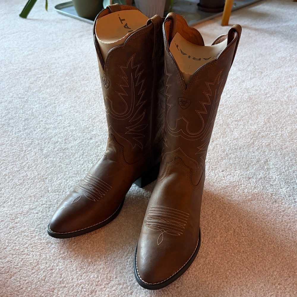 Womens Ariat Heritage Western Round Toe Brown Leather Boots - 10 Wide